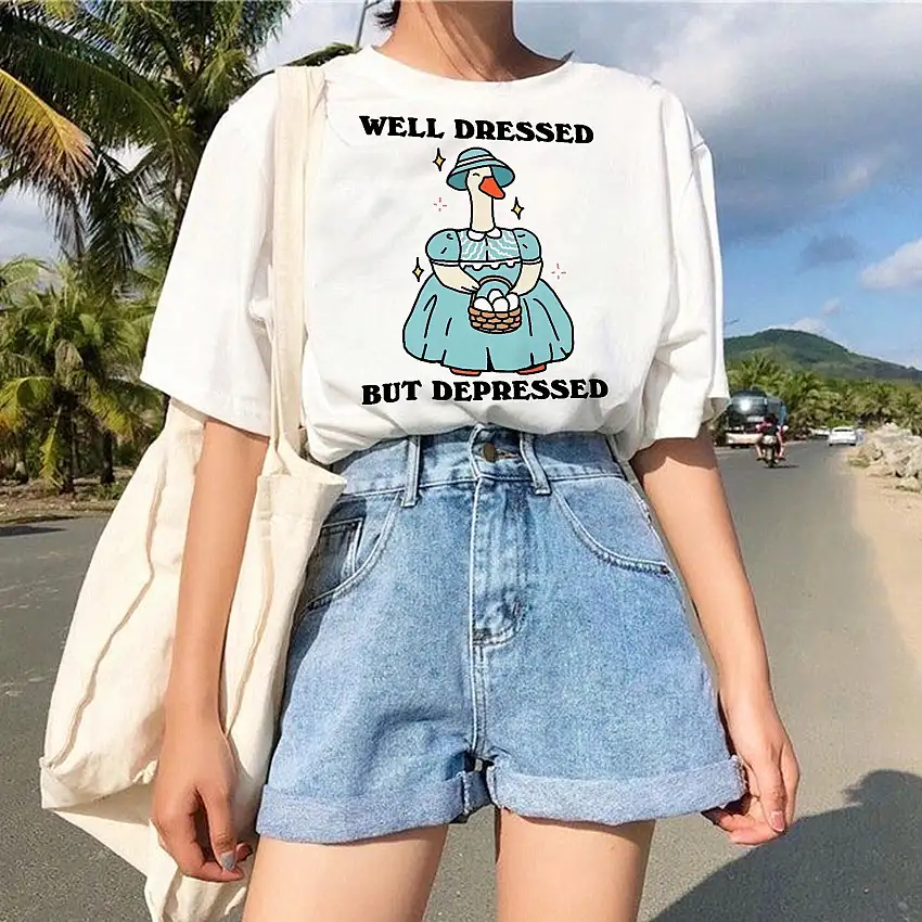 Well Dressed but depressed' Goose T-shirt