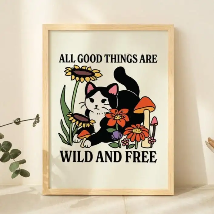 Wild and Free' Cat Print
