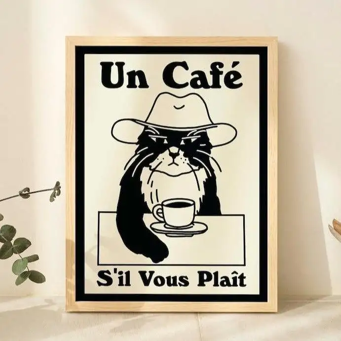 Un Cafe' Cat Print