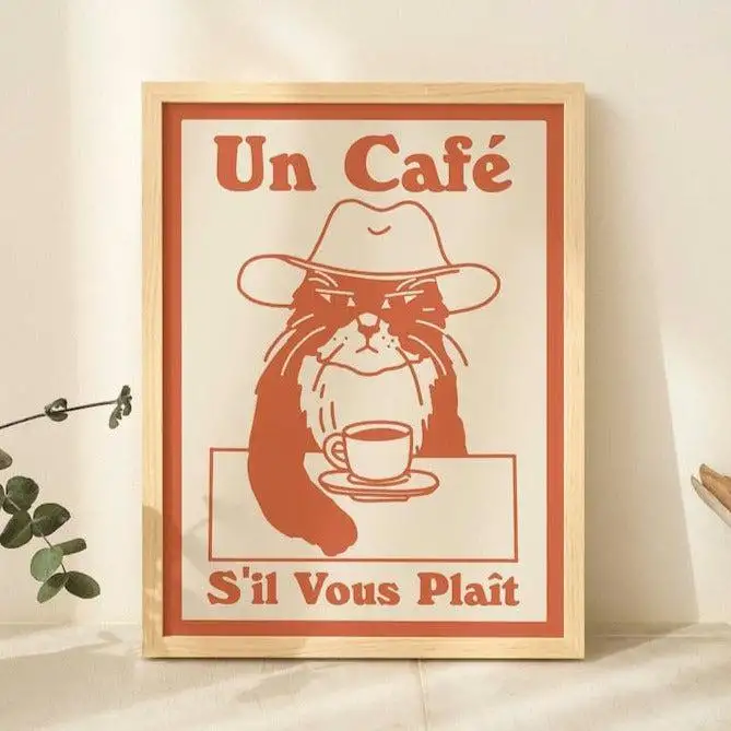 Un Cafe' Cat Print