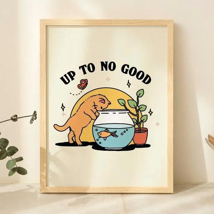 Up to no good' Cat Print