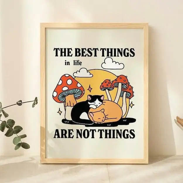Best things in life' Cat Print