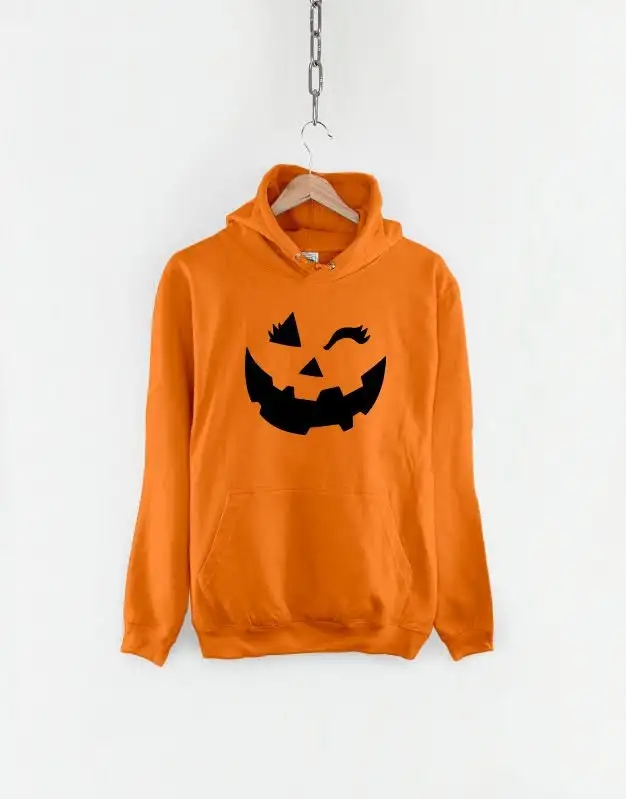 Womens Halloween Winking Pumpkin Hoodie - Halloween Costume Sweatshirt