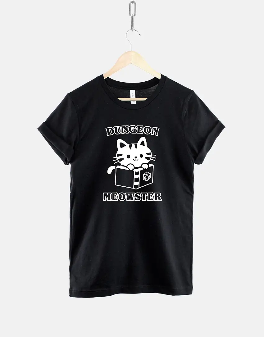 Womens Dungeons and Dragons T-Shirt - Dungeon Meowster Cat Shirt - Womens D And D TShirt - D&D Gifts For Women - Dungeon Master T-Shirt