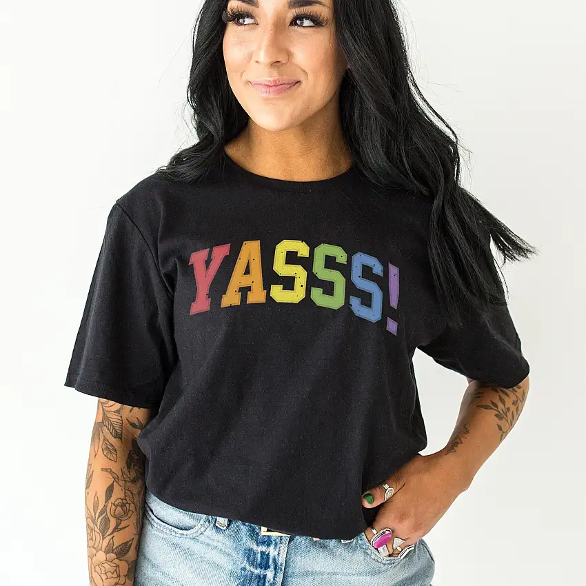 Yass Queen T-Shirt - Pride Colours T-Shirt - Womens Pride Shirt - Yasss Queen Gay Pride T-Shirt - LGBTQ Pride T-Shirt - Pride Colours TShirt