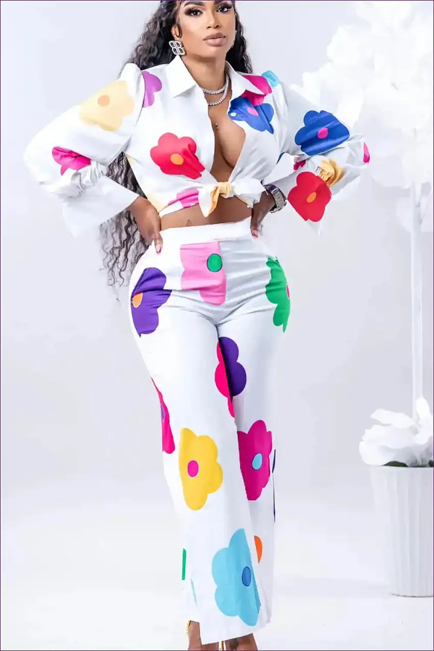 Floral Fantasy Blouse & Pants Set - Casually Chic