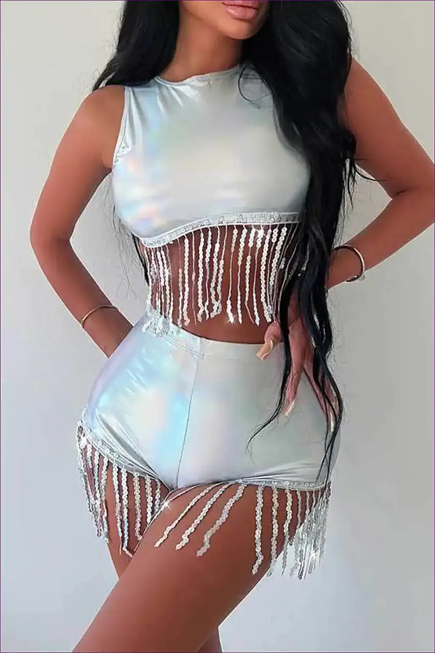 Laser Luxe Tassel Two-Piece - Dazzle in Every Move!