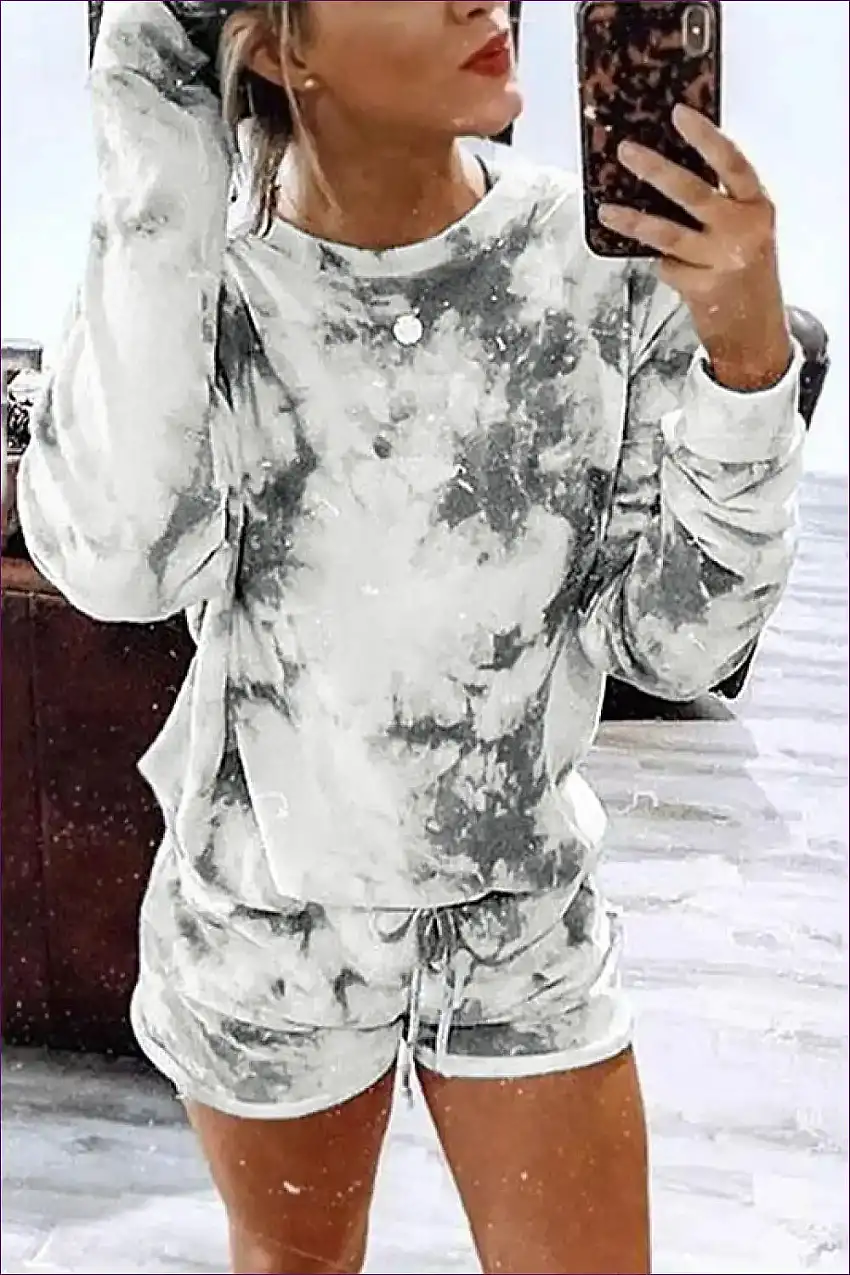 Tie Dyed Long Sleeved Loungewear Set - Embrace Casual Comfort
