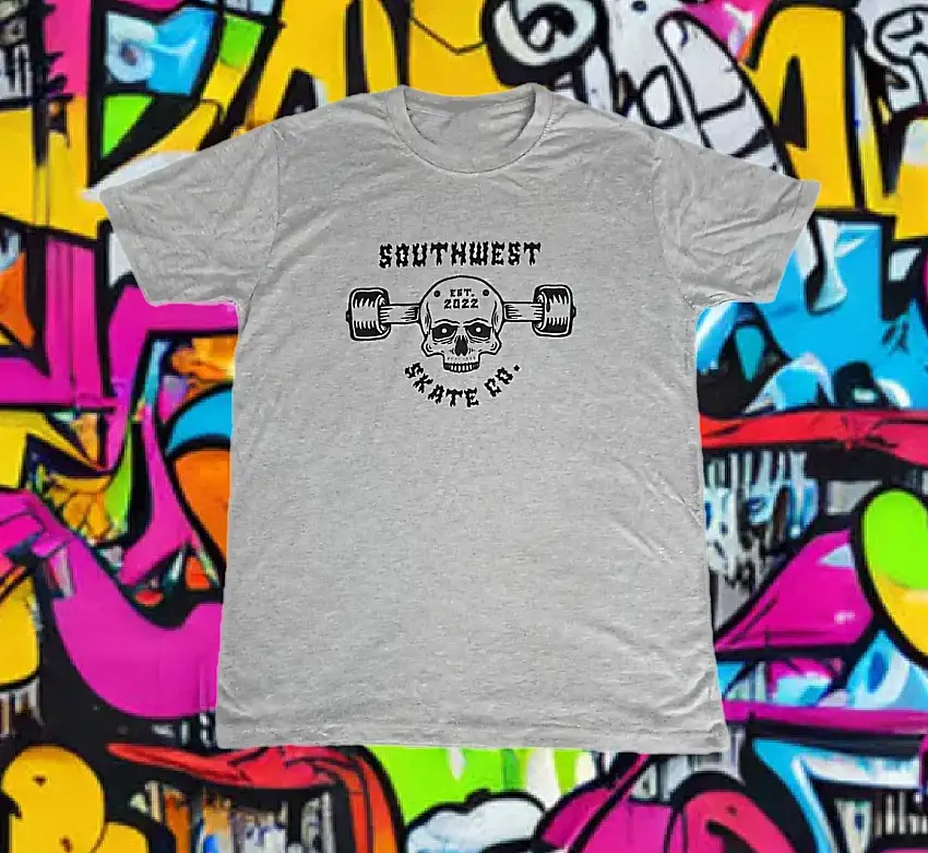 Southwest skate co skull truck head t-shirt