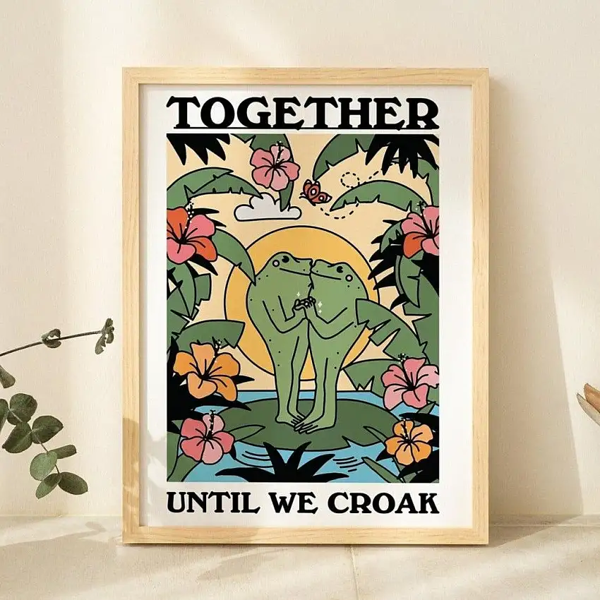 Together Until We Croak' Tropical Frog Print