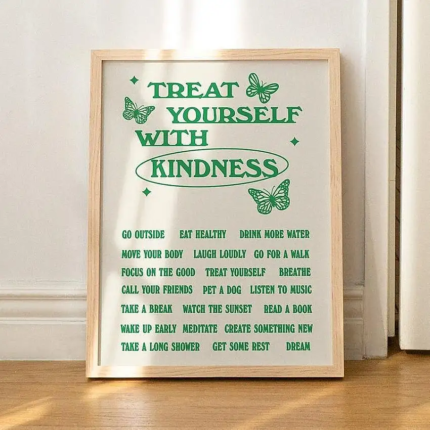 Treat Yourself With Kindness' Typography Print