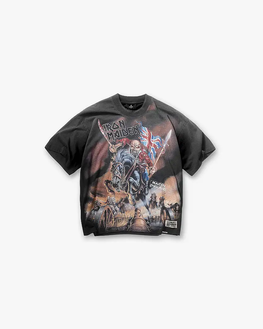 Represent X Iron Maiden Steed T-Shirt - Stained Black