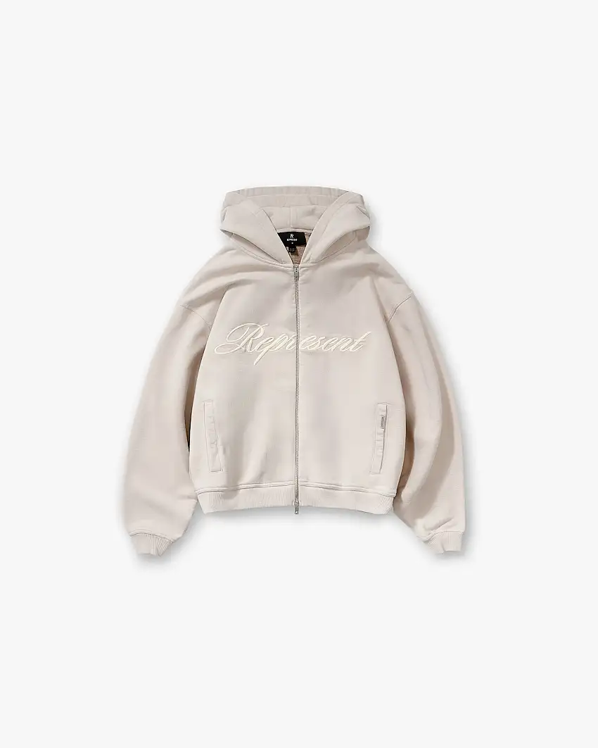 Script Logo Zip Hoodie - Concrete